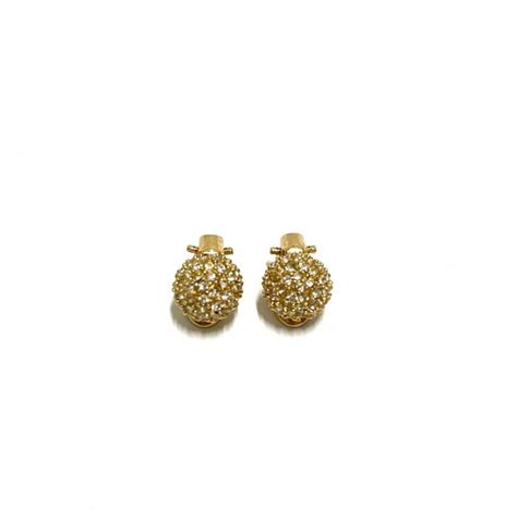 ball charm earrings vintage gold dior plastic|CHRISTIAN DIOR Vintage Ball Rhinestone Accessory Earrings .